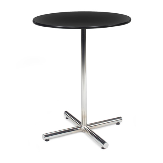 36″ Round Bar Table with Chrome Base - Black